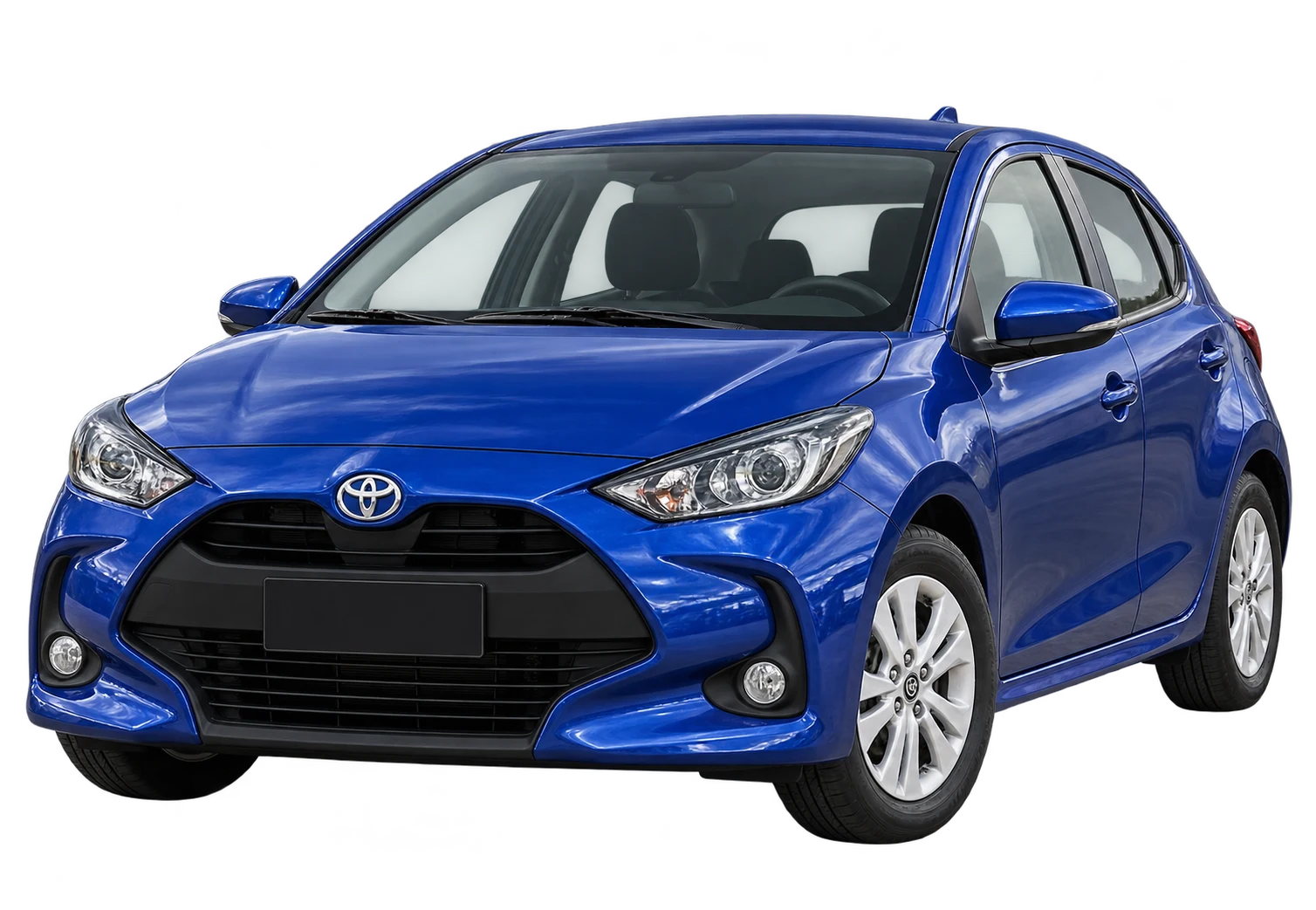 TOYOTA Yaris sobresaliendo de su tarjeta, ilustración